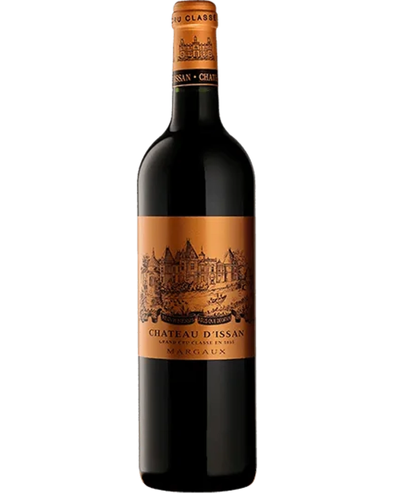 Rotwein Château d'Issan 2020, 3e Cru Classé, Margaux AC, im Weinglas, dunkle Farbe, elegant und vollmundig