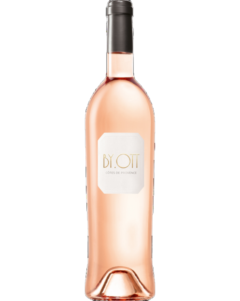 Helles Roséwein von Domaines Ott, Flasche mit elegantem Etikett für den BY.OTT 2024 Roséwein, stilvoll und ansprechend.