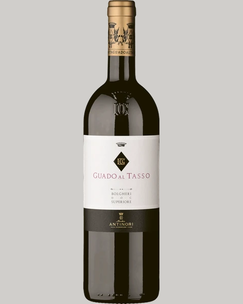 Rotwein Guado al Tasso 2023 von Marchesi Antinori, 75cl DOC Bolgheri, zeigt tiefrote Farbe und elegante Flaschenansicht