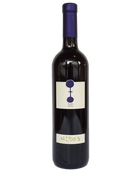 Miros Merlot Ticino DOC Rotwein Flasche mit Etikett, dunkle Glasflasche, Weinbeschreibung auf dem Etikett sichtbar